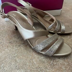 Naturalizer Gold Glitter Strappy Heels